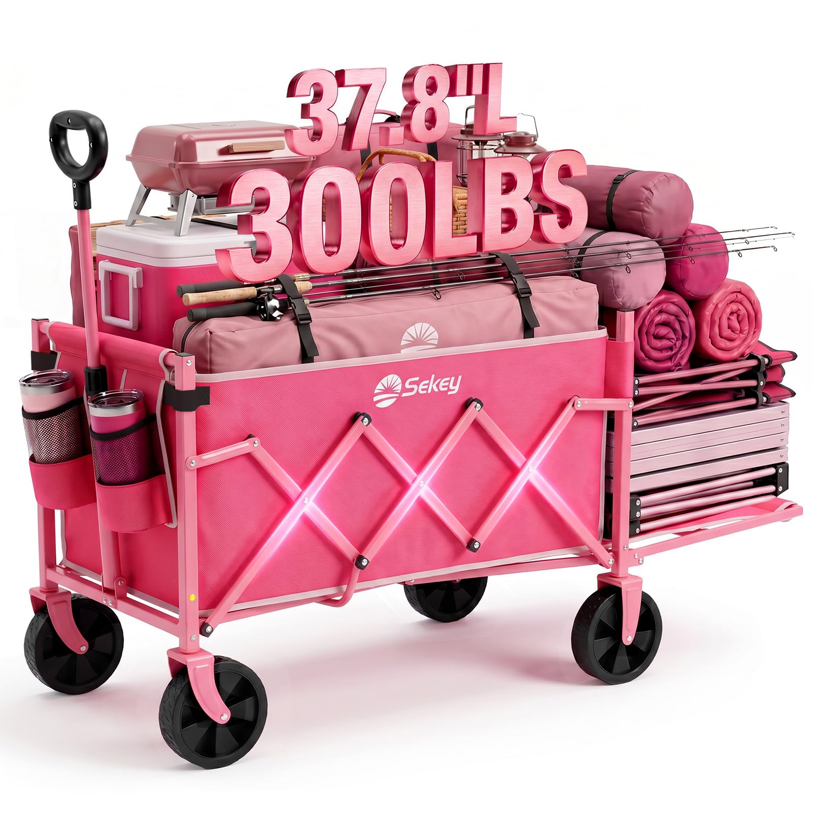 Sekey Collapsible Wagon front view in pink