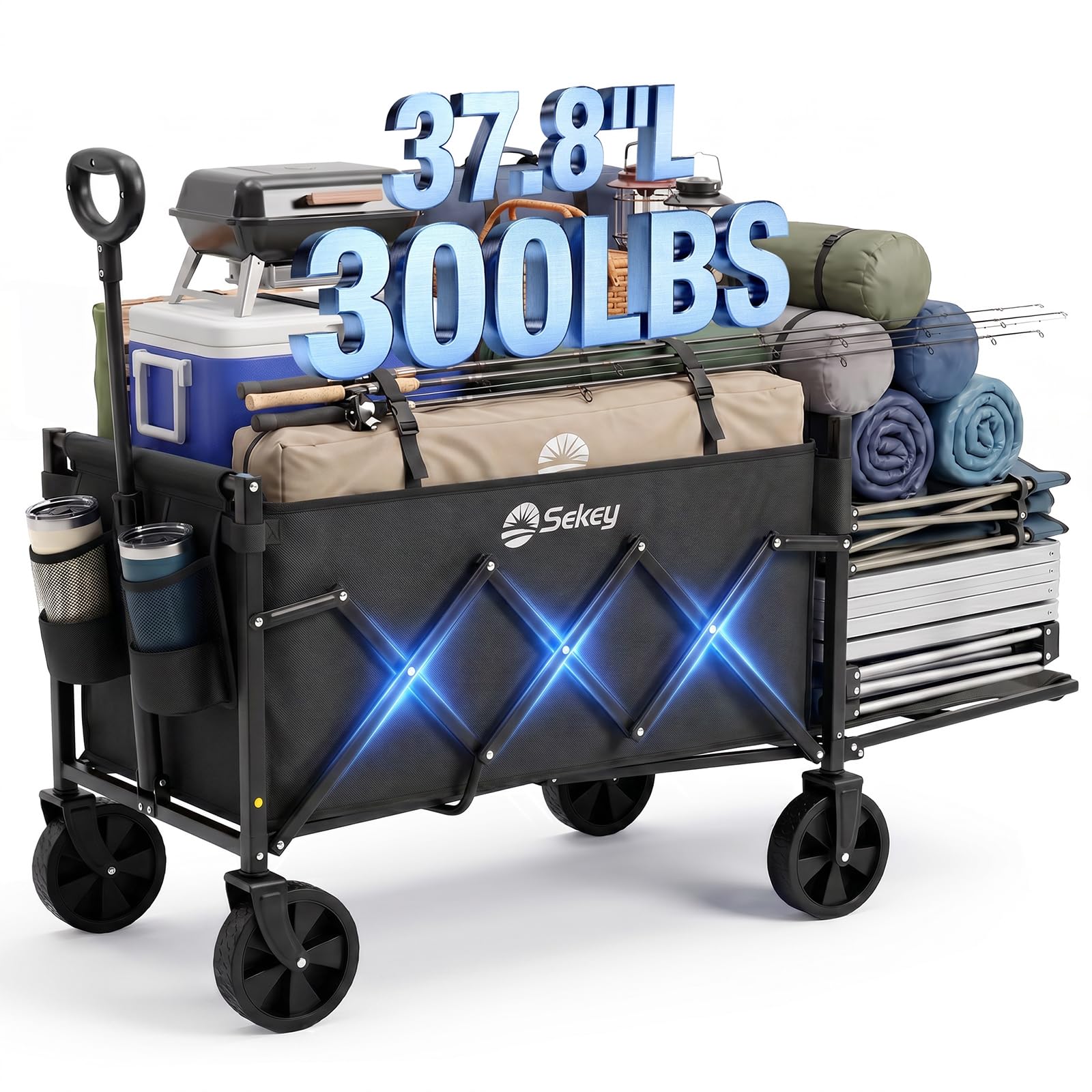 Sekey Collapsible Wagon in black with open cargo space