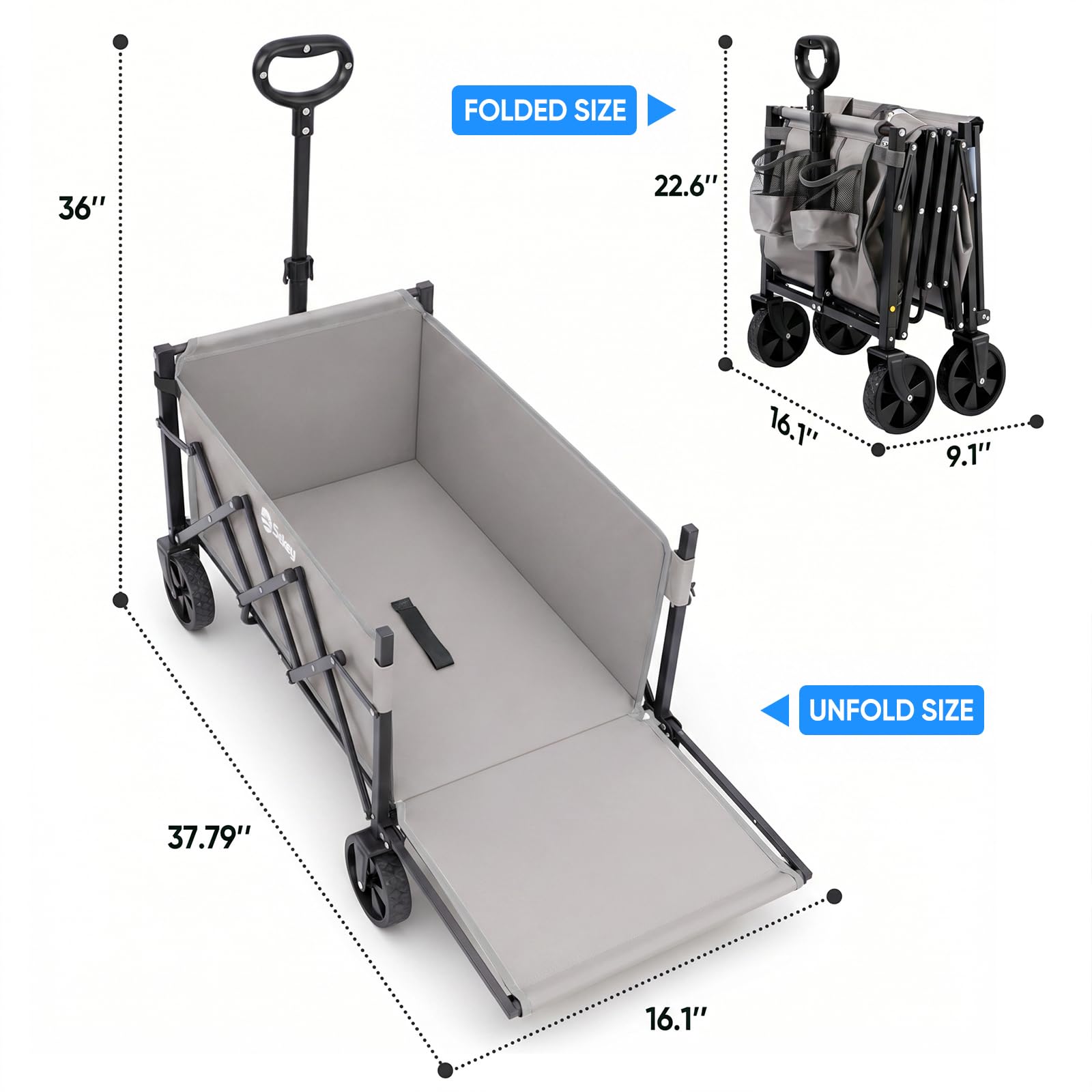 Sekey Collapsible Wagon showing two cup holders