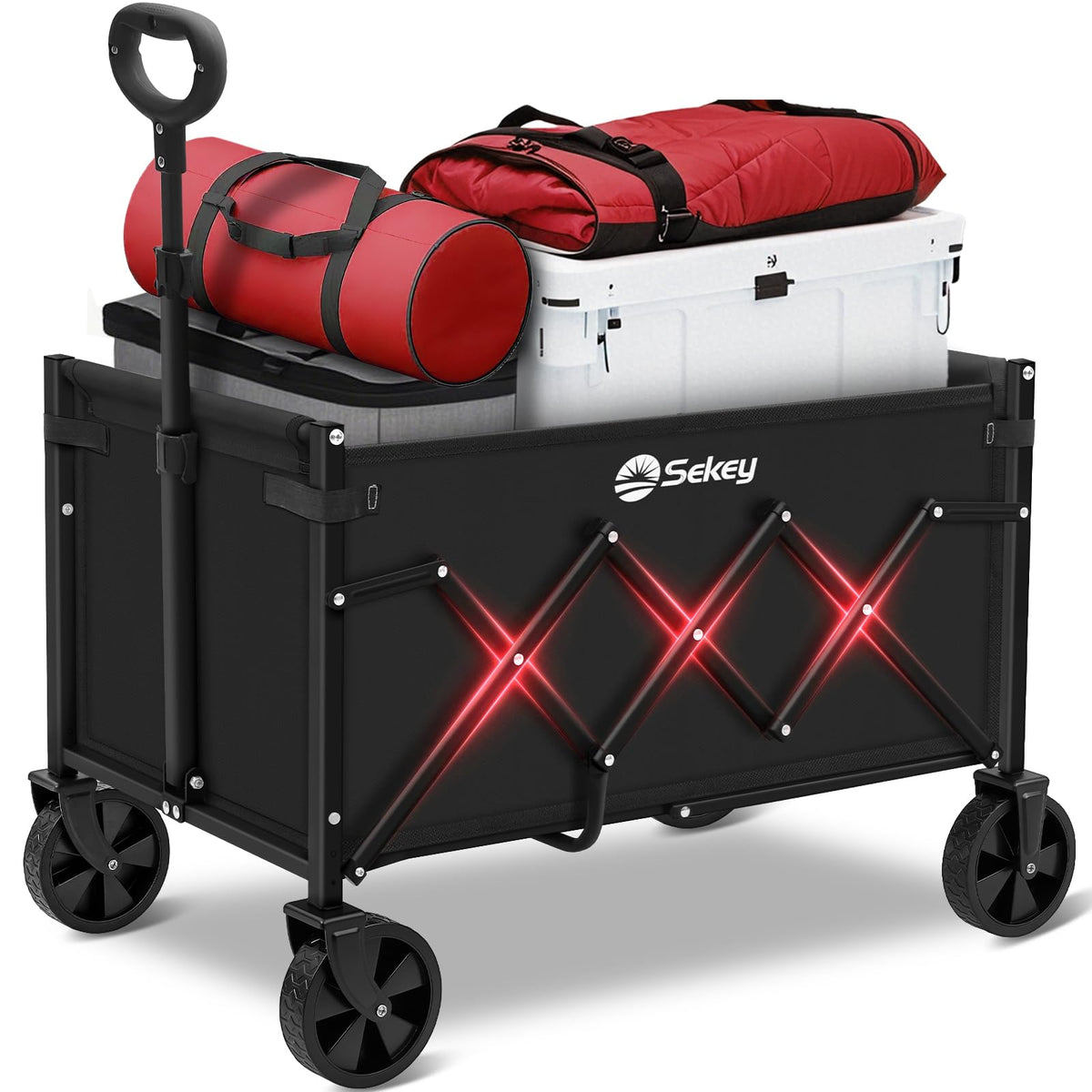 Sekey Lightweight Collapsible Wagon front view in black