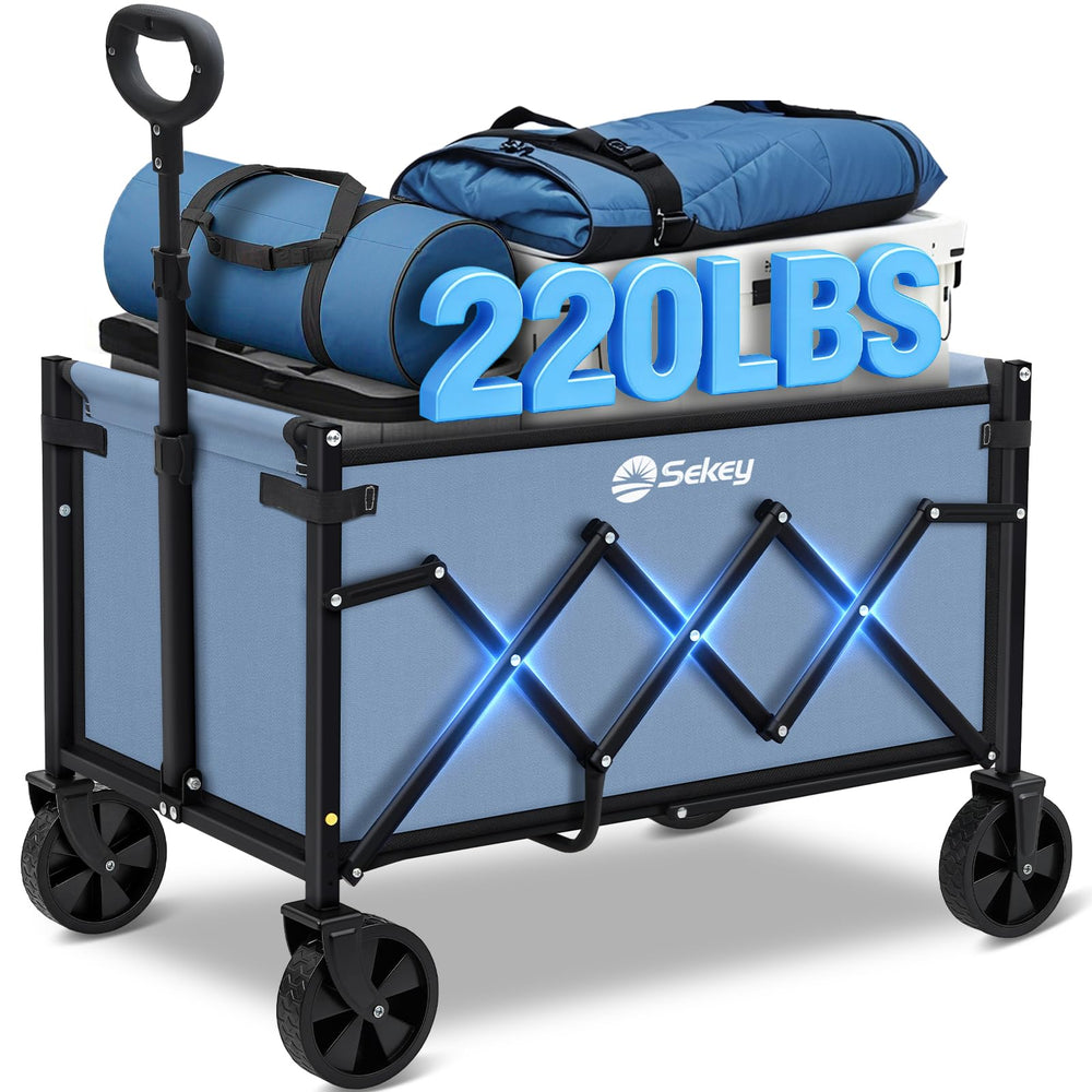 Sekey Lightweight Collapsible Wagon front view in blue