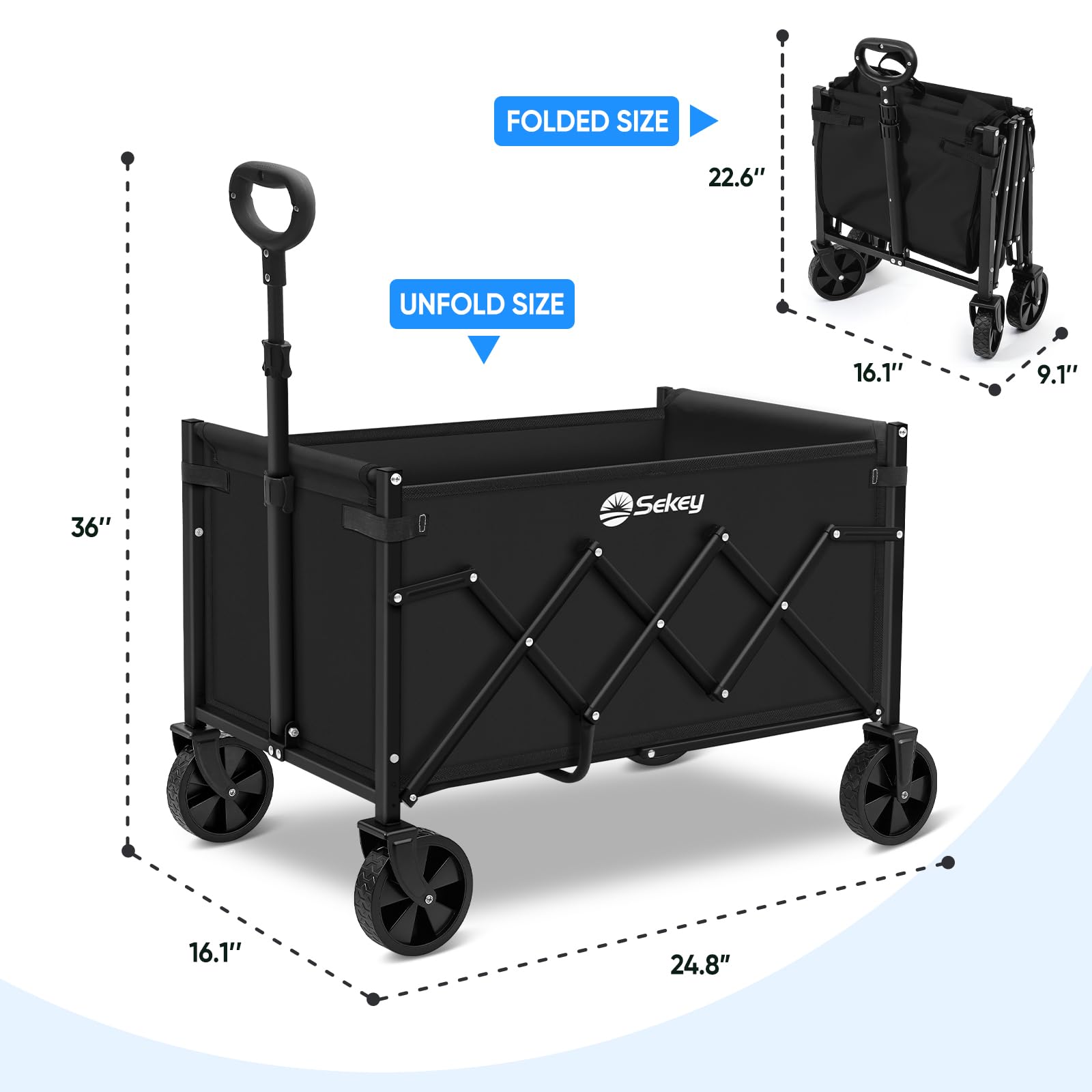 Sekey Lightweight Collapsible Wagon packed in trunk