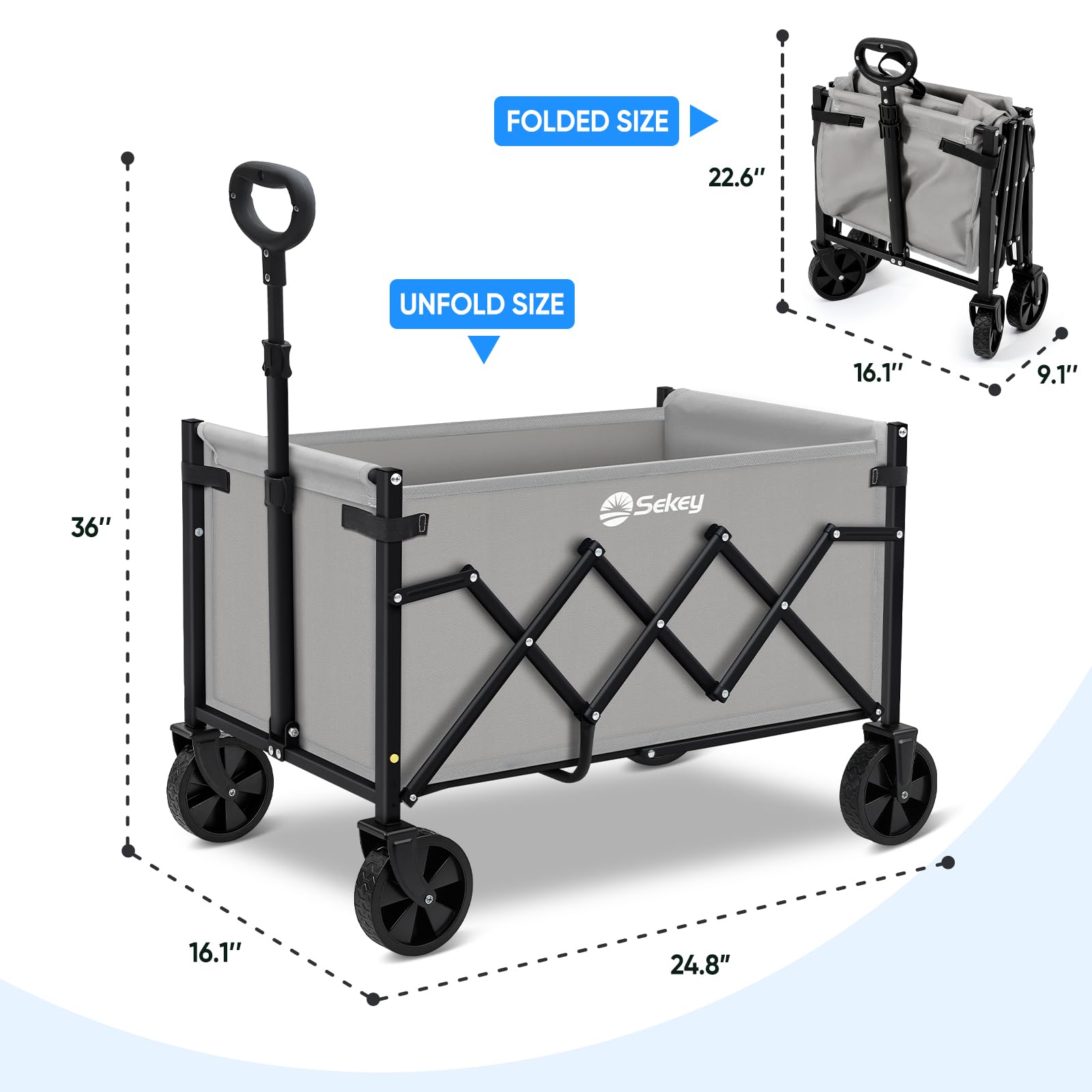 Sekey wagon with detachable wheels for easy cleaning