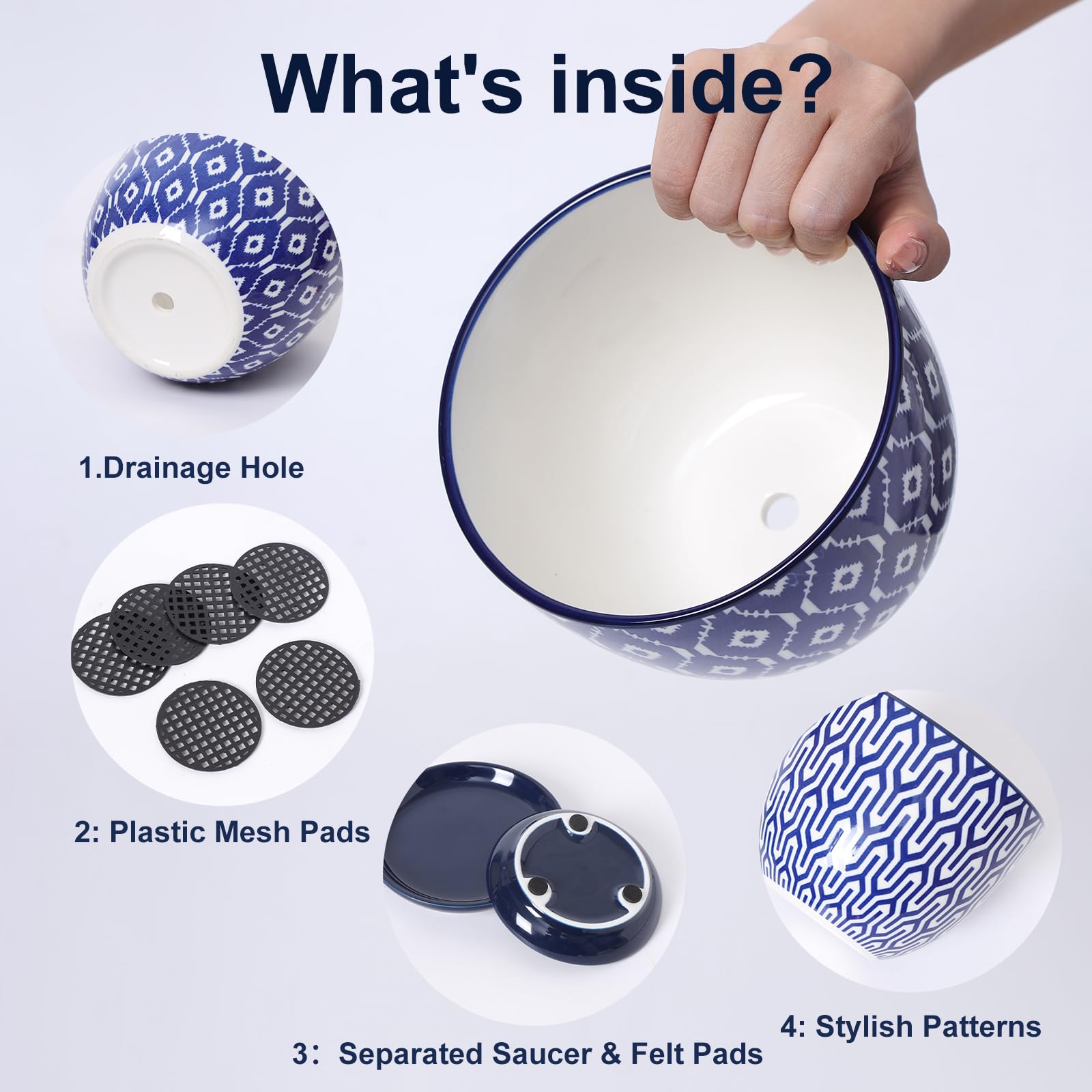 Selamica ceramic vintage blue pot in a home setting