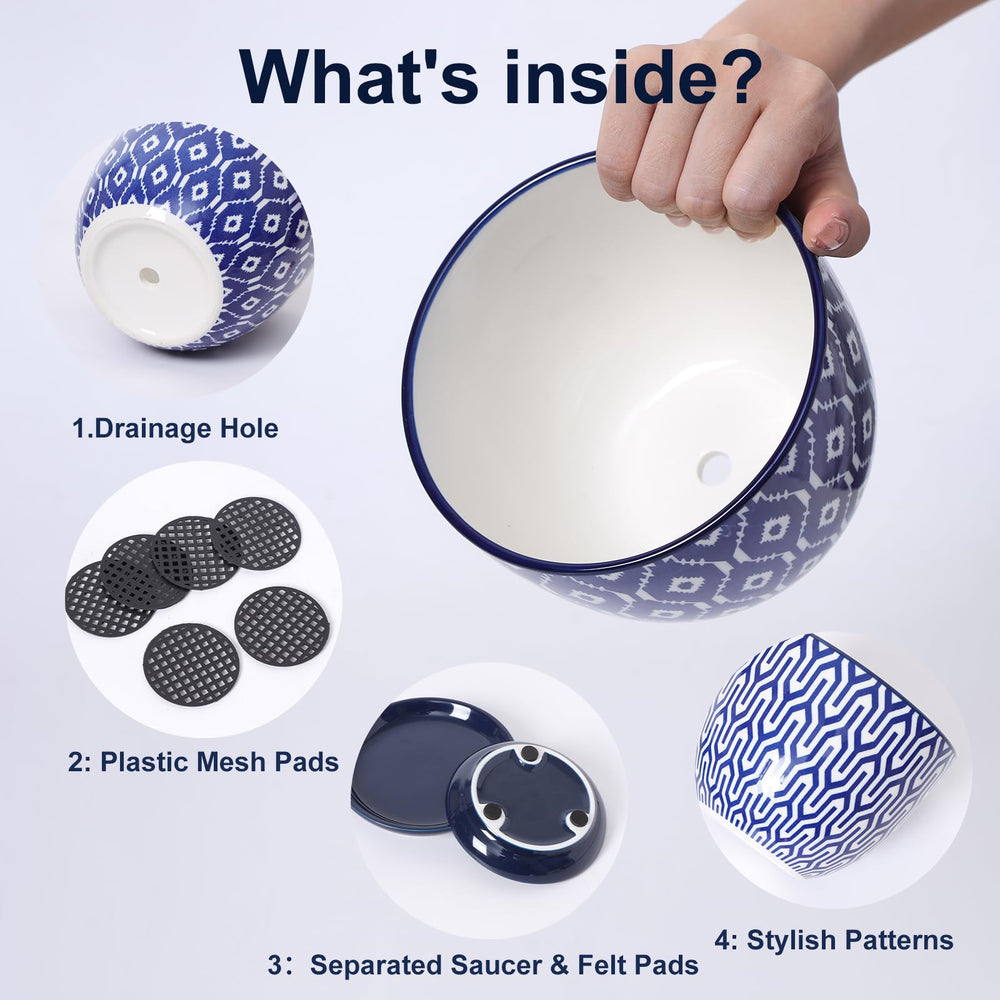 Selamica ceramic vintage blue pot in a home setting