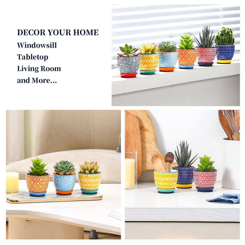Selamica Mini Pot with Succulent Plant Inside