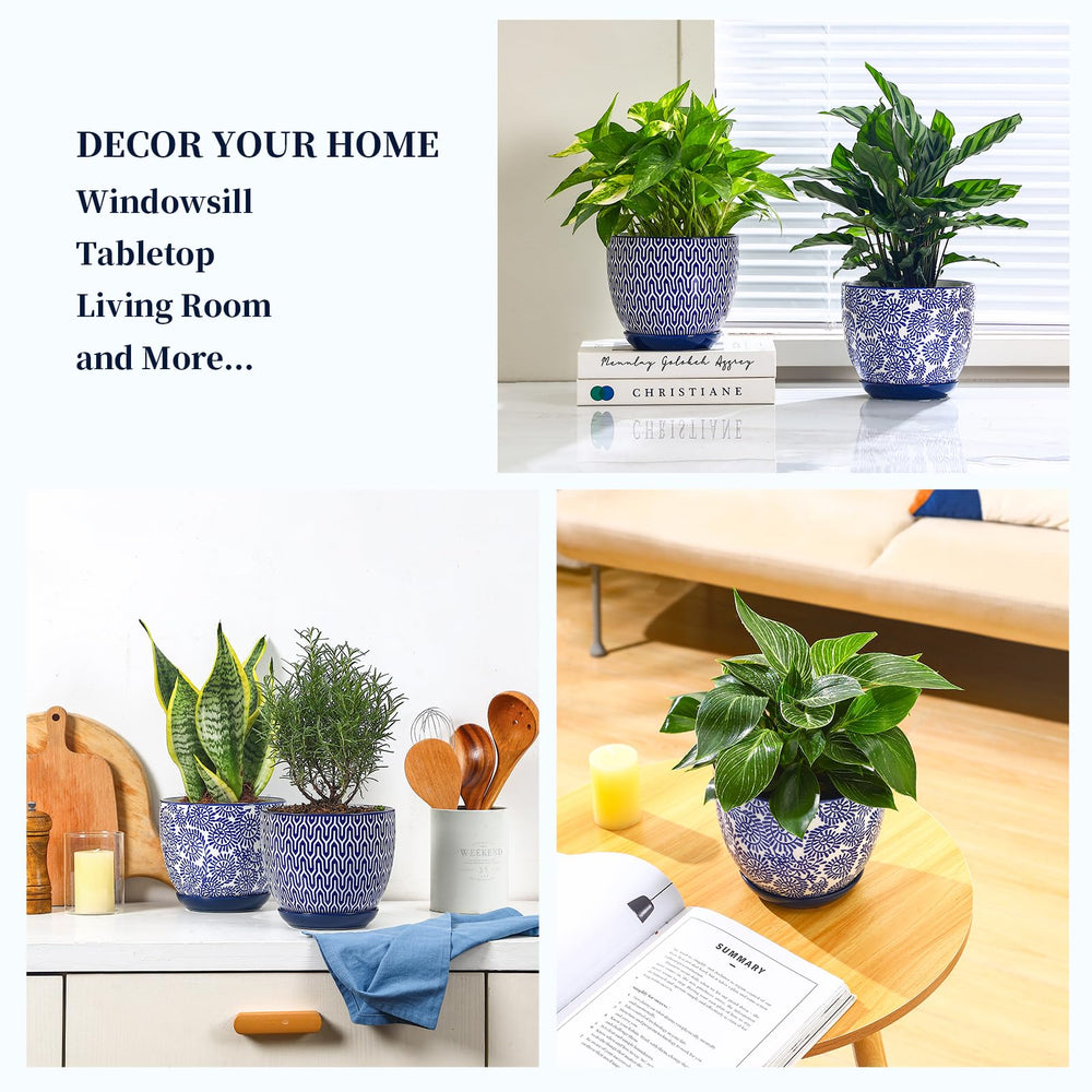 Selamica planters on a stylish table with plants
