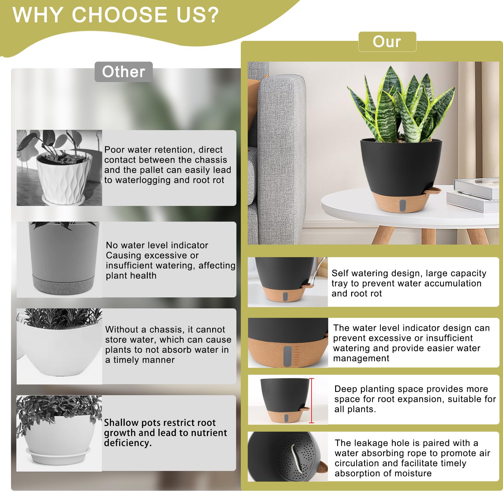 Self watering feature of WEICHENGXING pot