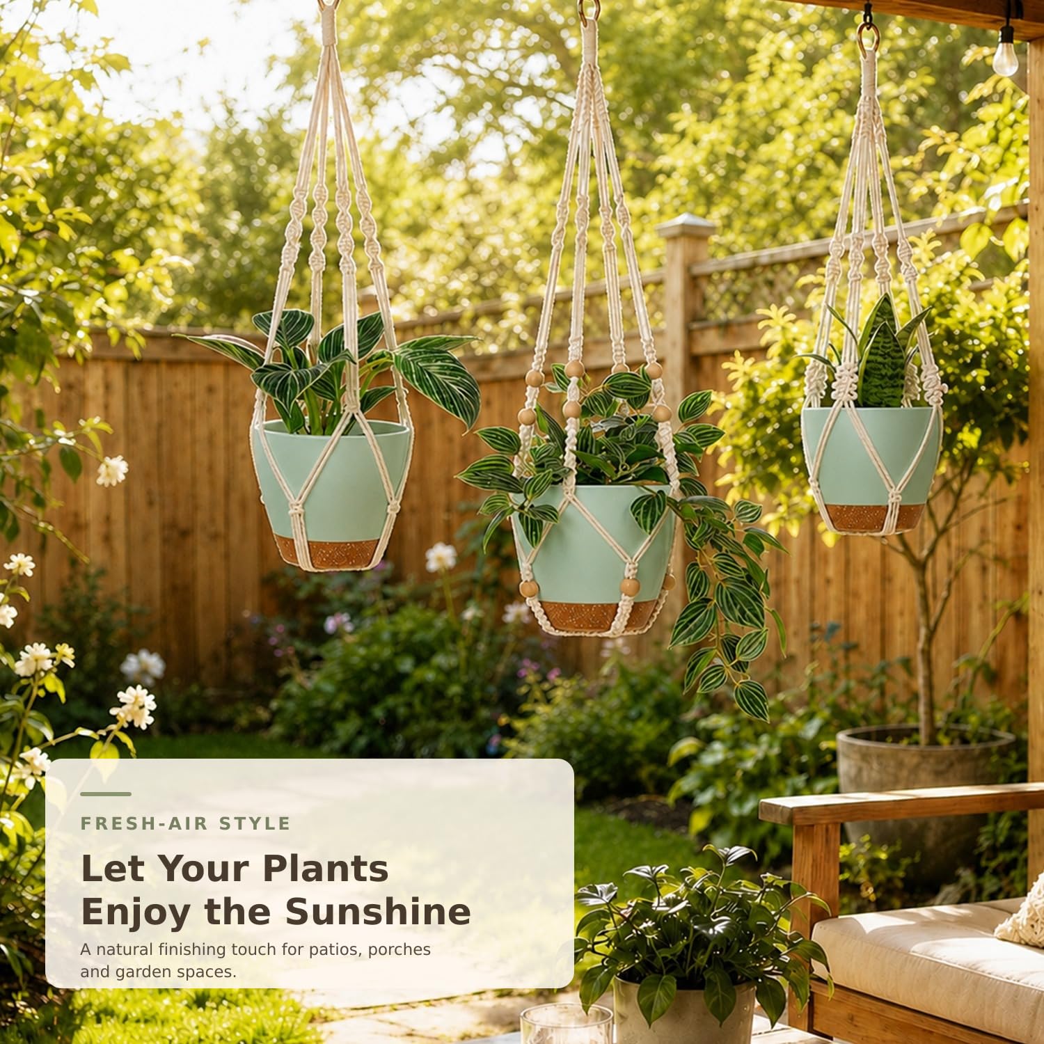 Self watering green pots with drainage holes for healthy plants
