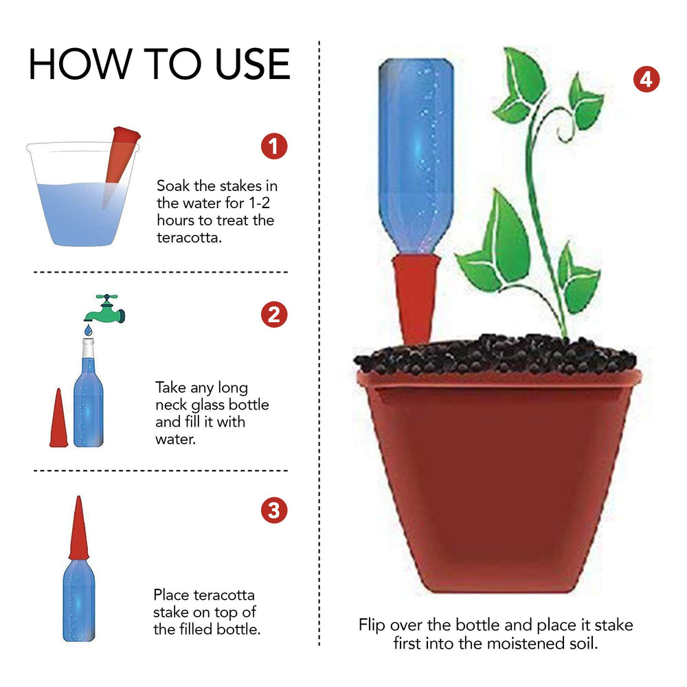 Self-watering spike in a potted indoor plant