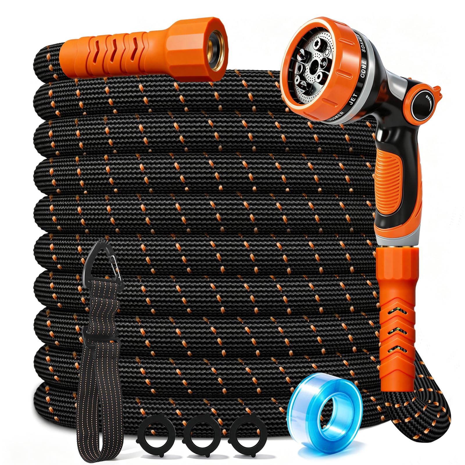 Semifrut Flexible Garden Hose 25Ft orange-black colour with nozzle