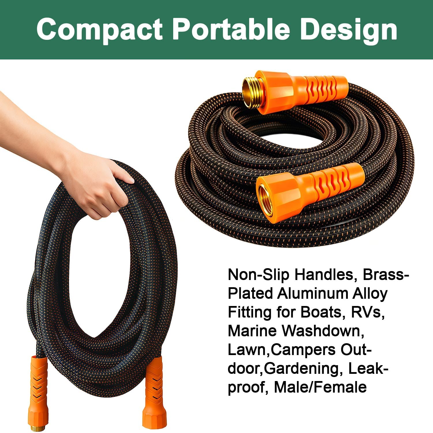 Semifrut garden hose in a garden setting