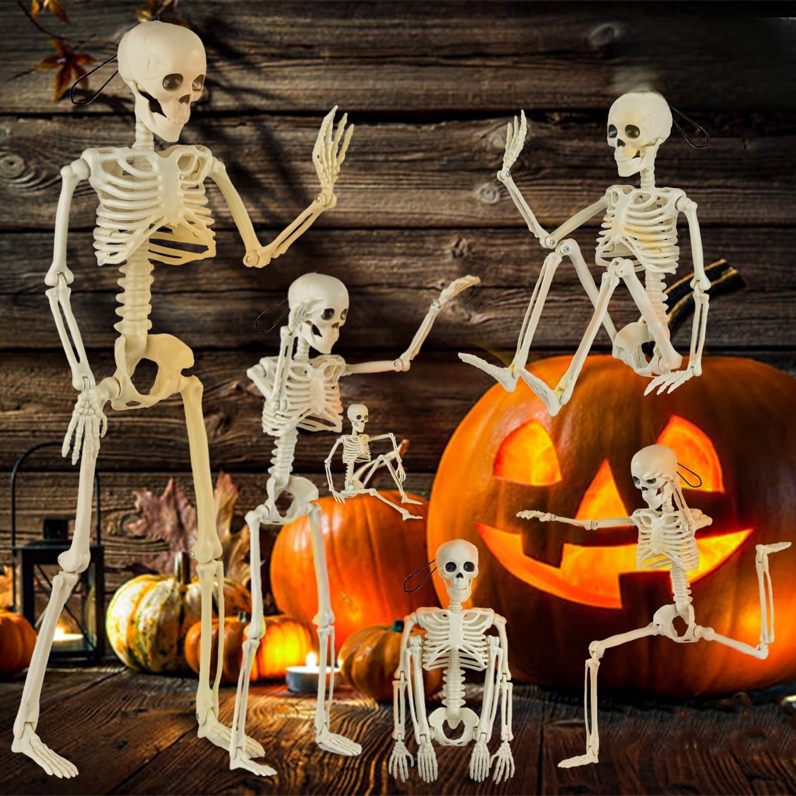 SEMITIMES 12 Halloween Skeletons Decoration full view