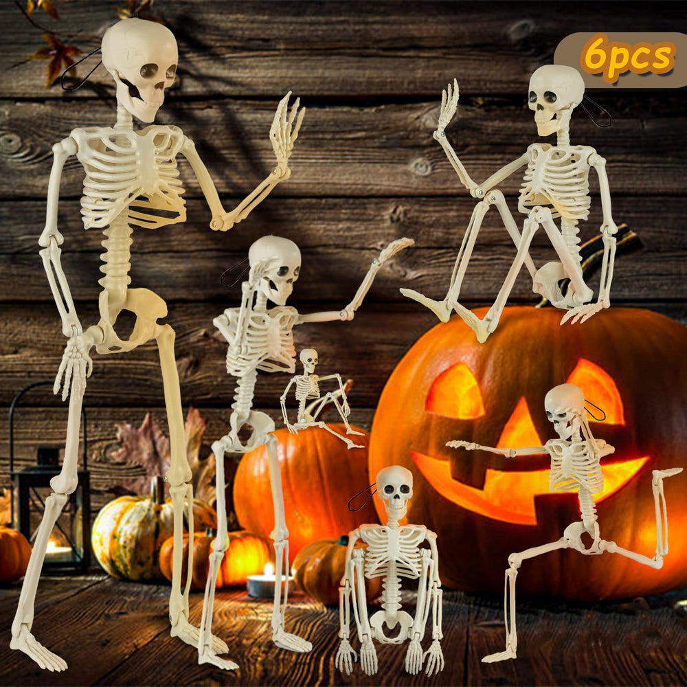 SEMITIMES 6 pack of 16-inch Halloween skeletons in various poses