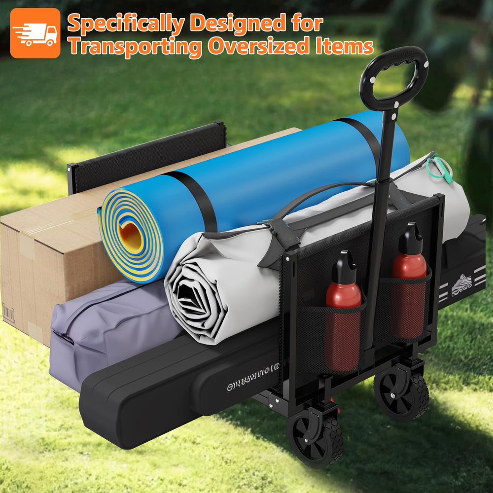 Semoprus Foldable Wagon Cart side view showing compact design
