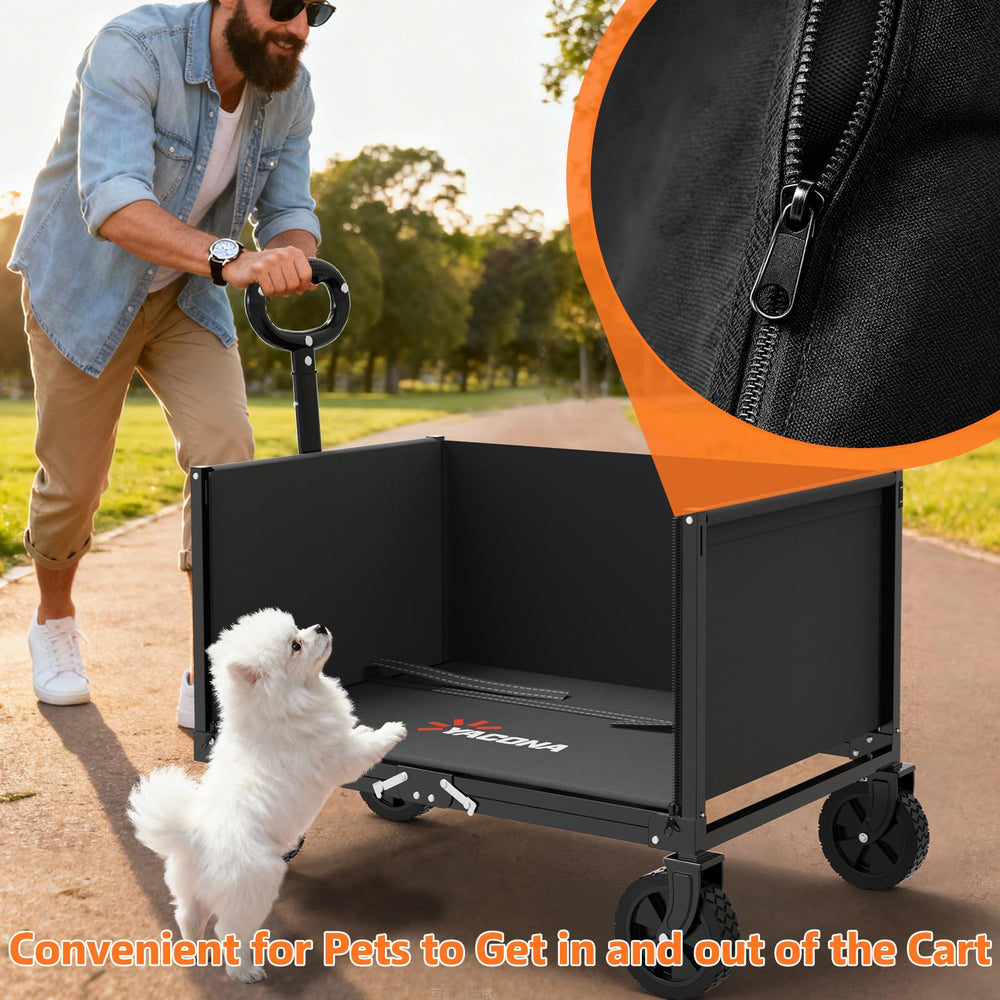 Semoprus Foldable Wagon Cart with all-terrain wheels on gravel