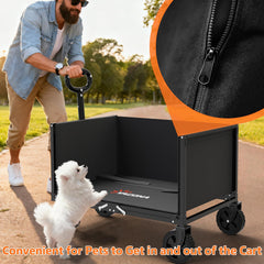 Semoprus Foldable Wagon Cart with all-terrain wheels on gravel