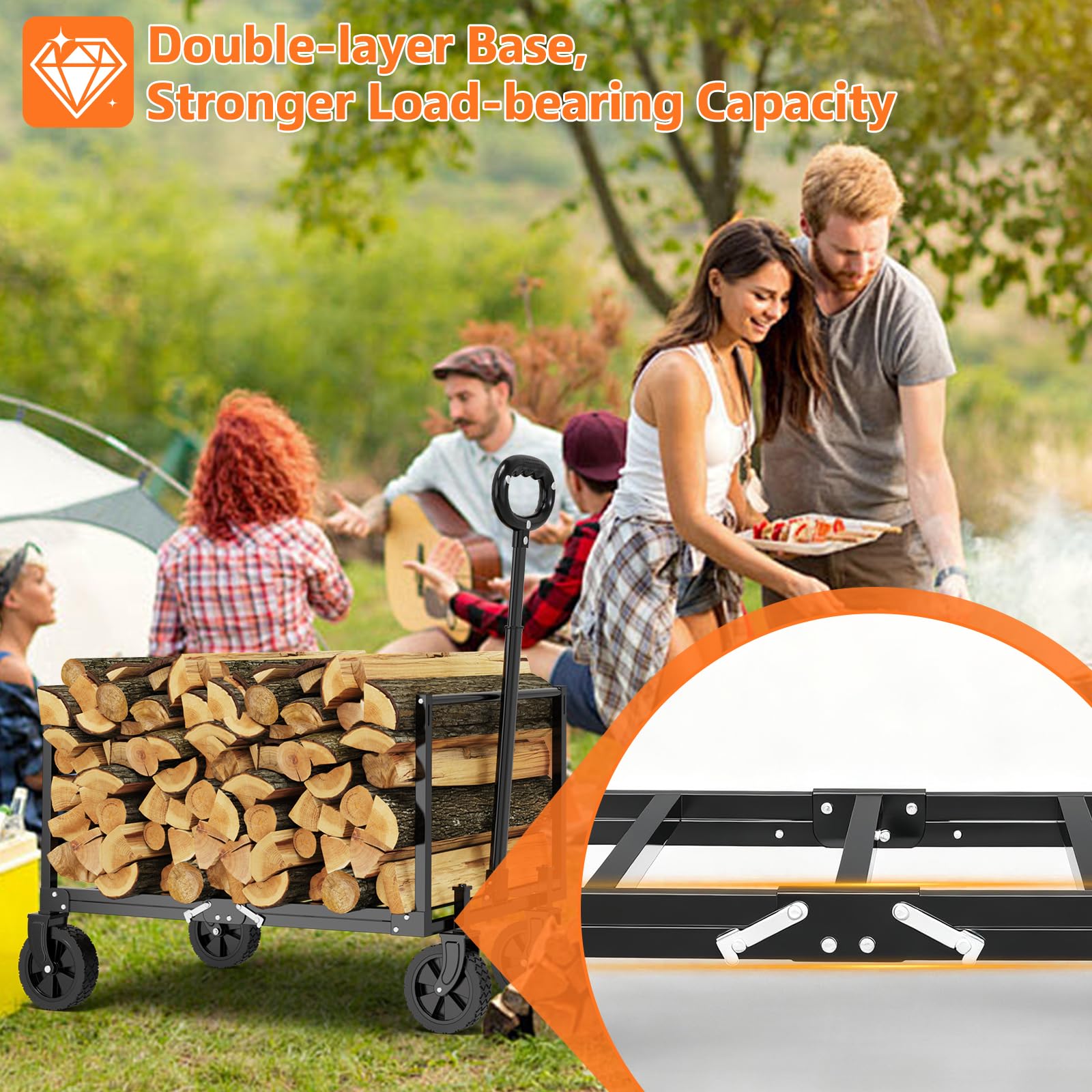 Semoprus Foldable Wagon Cart with detachable fabric cover