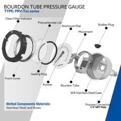 senctrl 0-60 Psi Pool Filter Pressure Gauge back mount connection