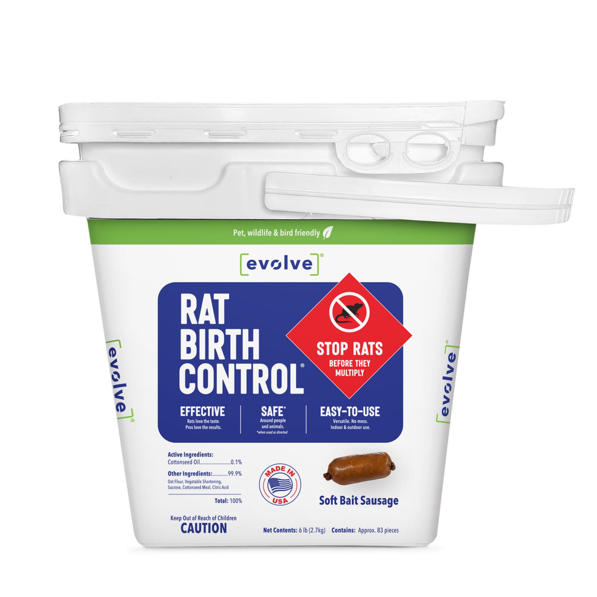 SenesTech Evolve Rat Birth Control 6 lbs pail front view