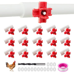 senylanhxy 15-Pack Horizontal Chicken Nipples Waterer Kit with PVC fittings