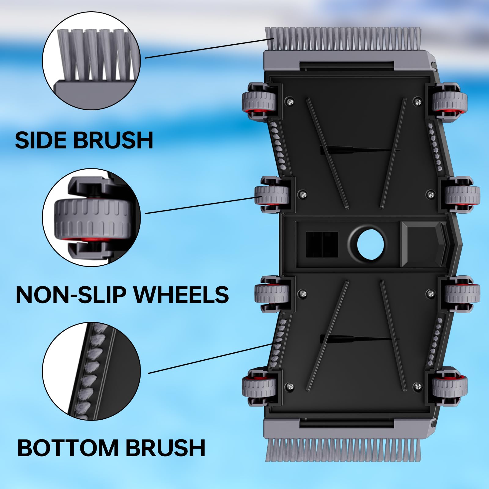 Sepetrel Pool Vacuum Head attached to a standard pool hose
