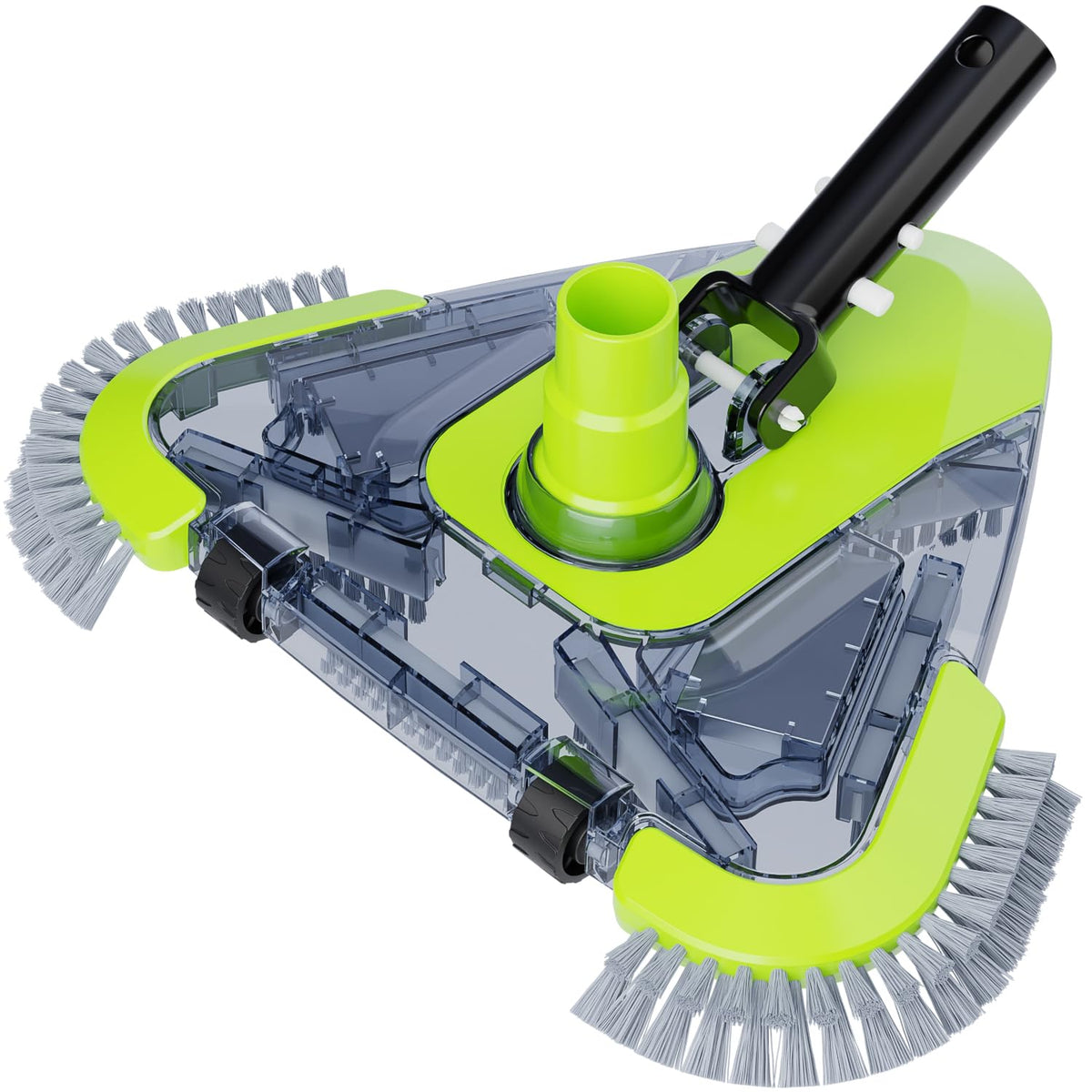 Sepetrel Pool Vacuum Head with Wheels, front view, black