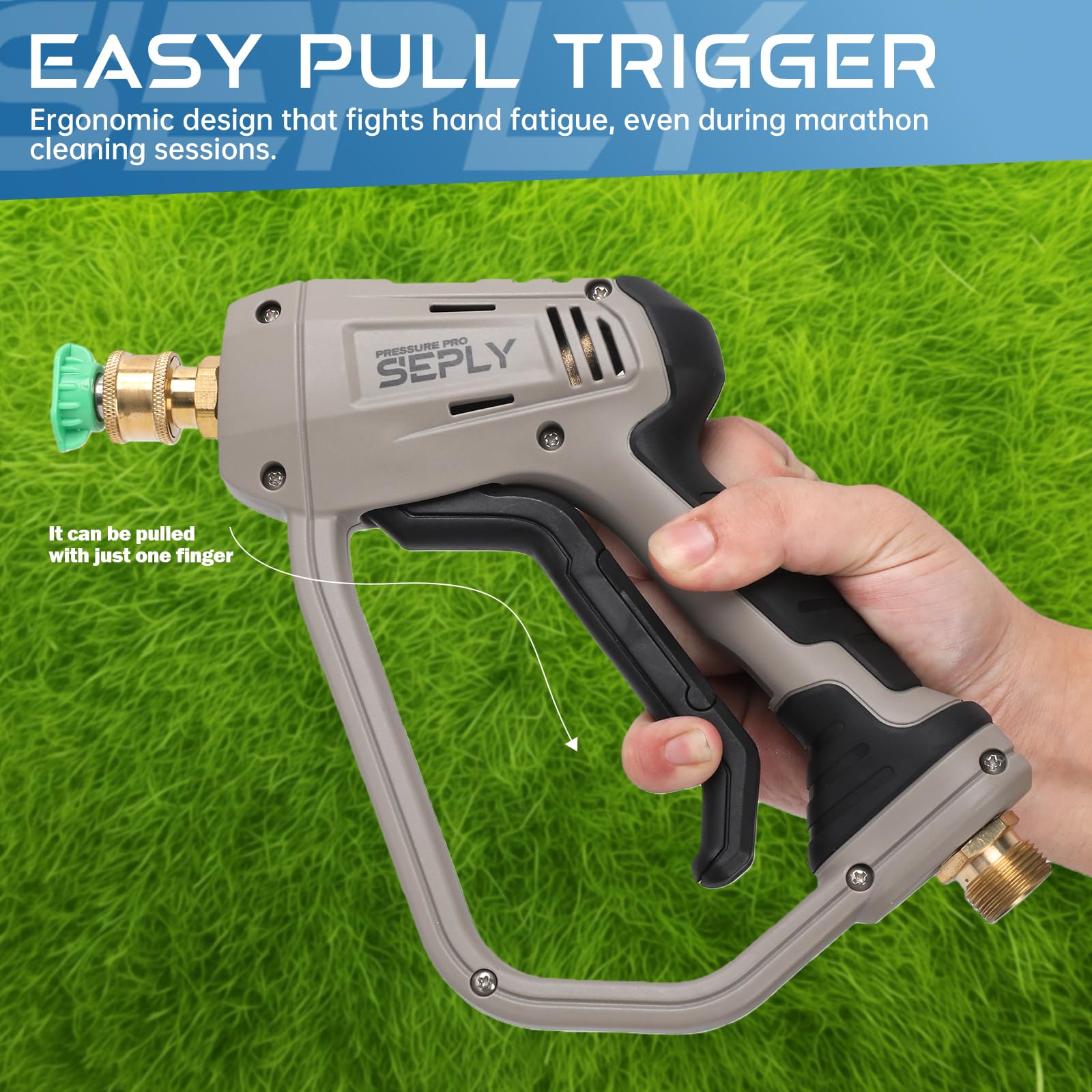 SEPLY pressure washer short gun in action washing a car