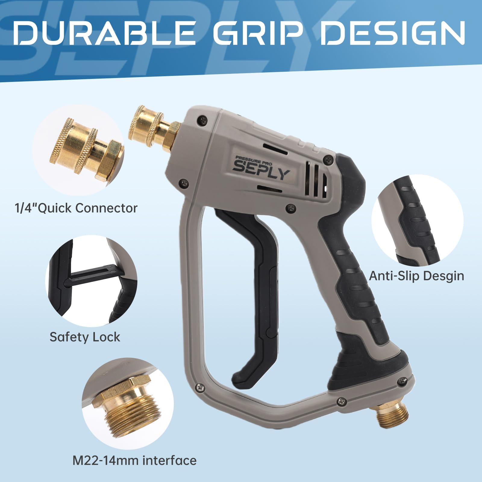 SEPLY pressure washer short gun with grey finish