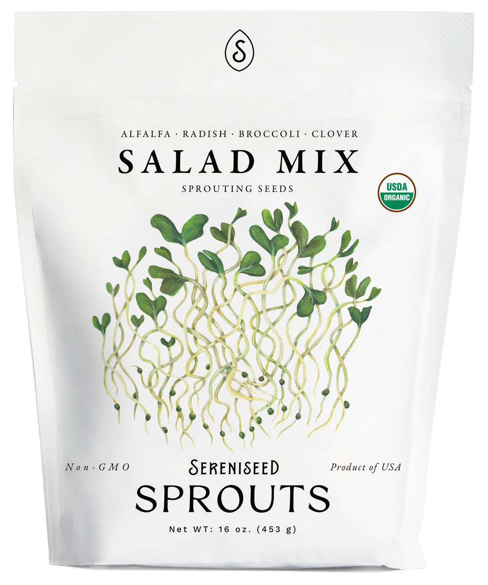 Sereniseed Organic Salad Mix Sprout Seeds 16 oz front view