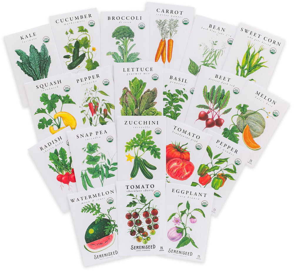 Sereniseed Organic Vegetable Seeds 20-Pack front view