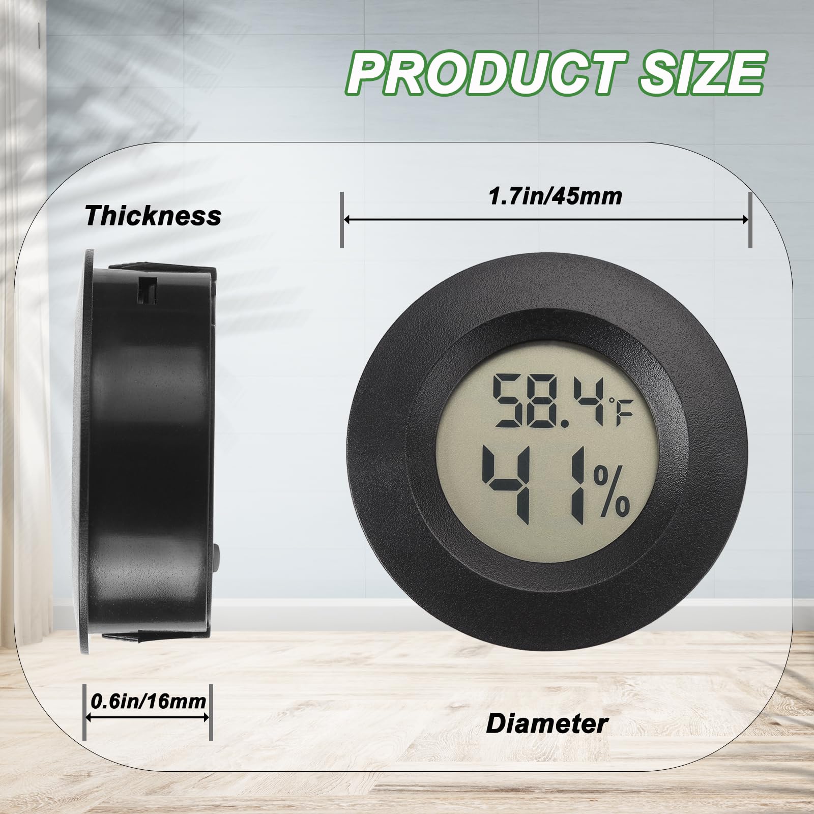 Serundo Auto Hygrometer Thermometer back view with battery compartment