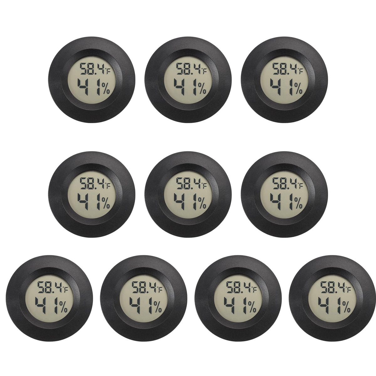 Serundo Auto Hygrometer Thermometer front view, black