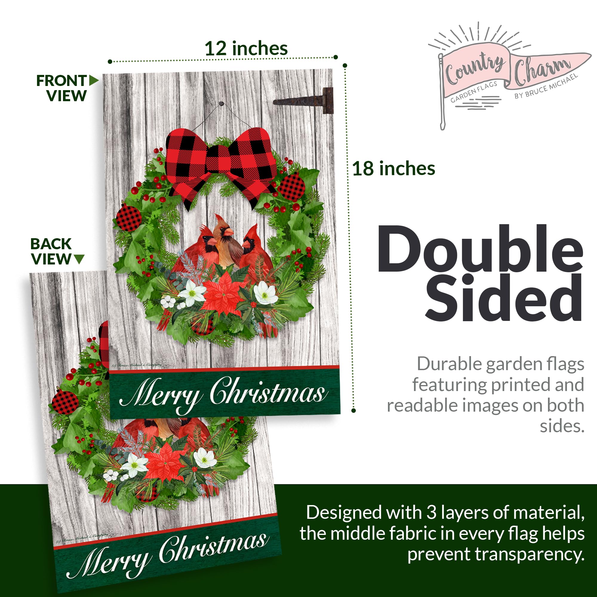 Set of 10 multi-coloured garden flags displayed in a yard
