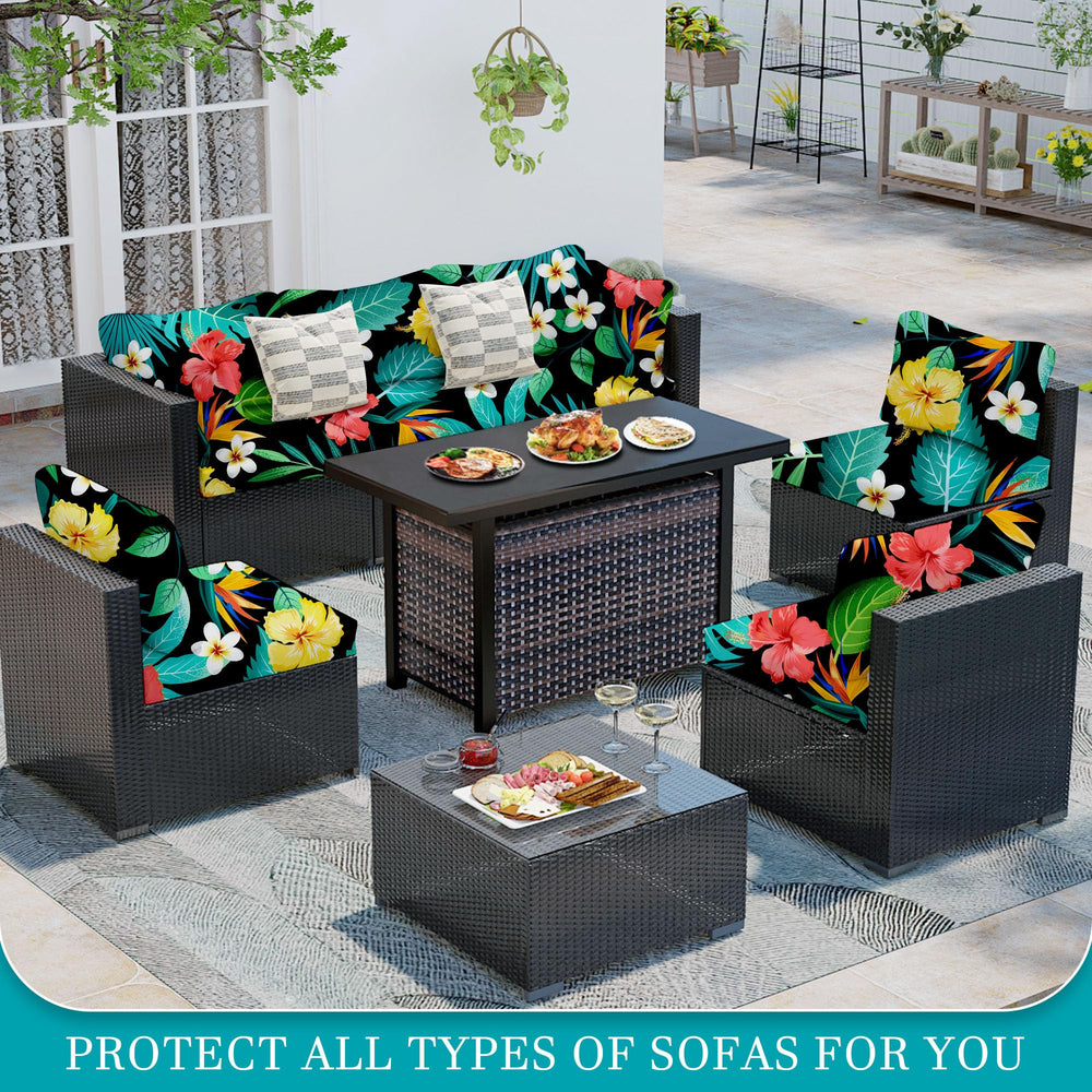 Set of 12 BIETYONE Outdoor Cushion Covers in Floral Leaf design