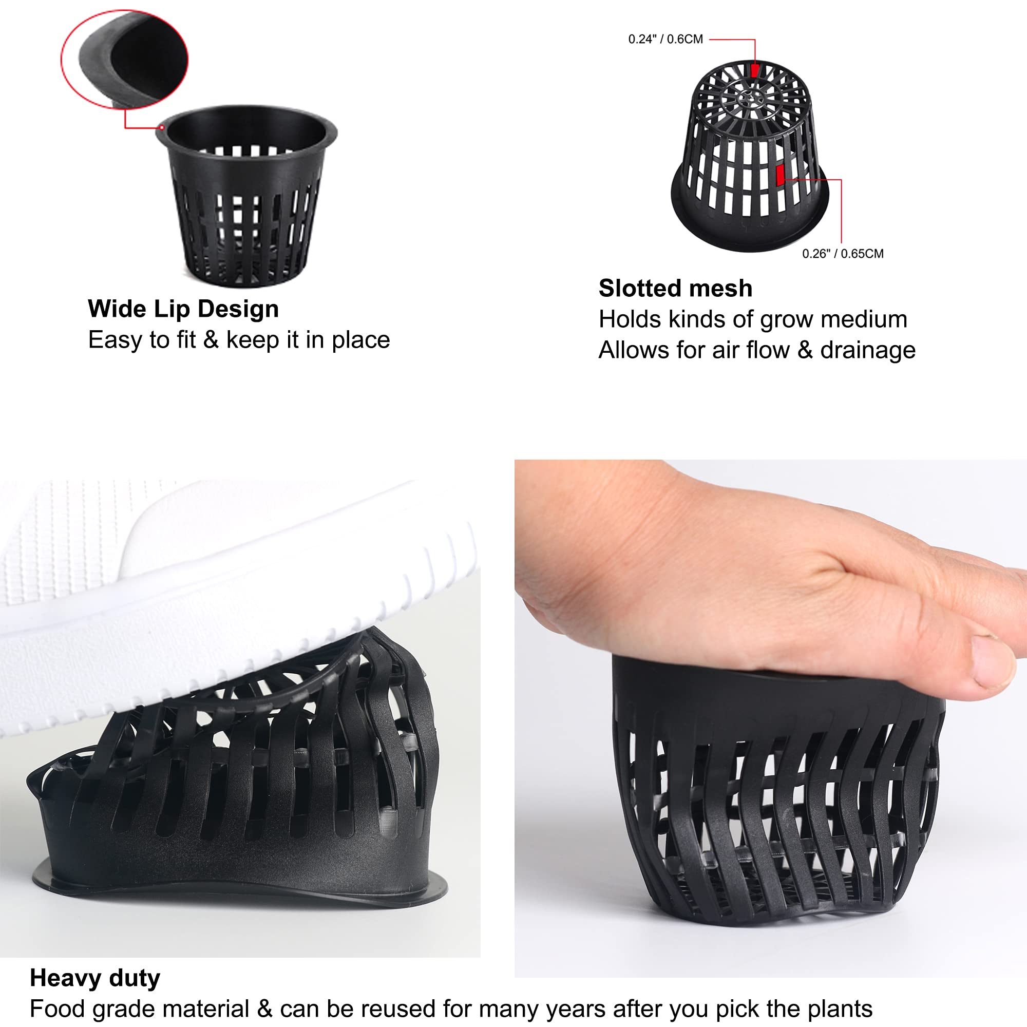Set of 15 ORIMERC 4-inch net pots with labels