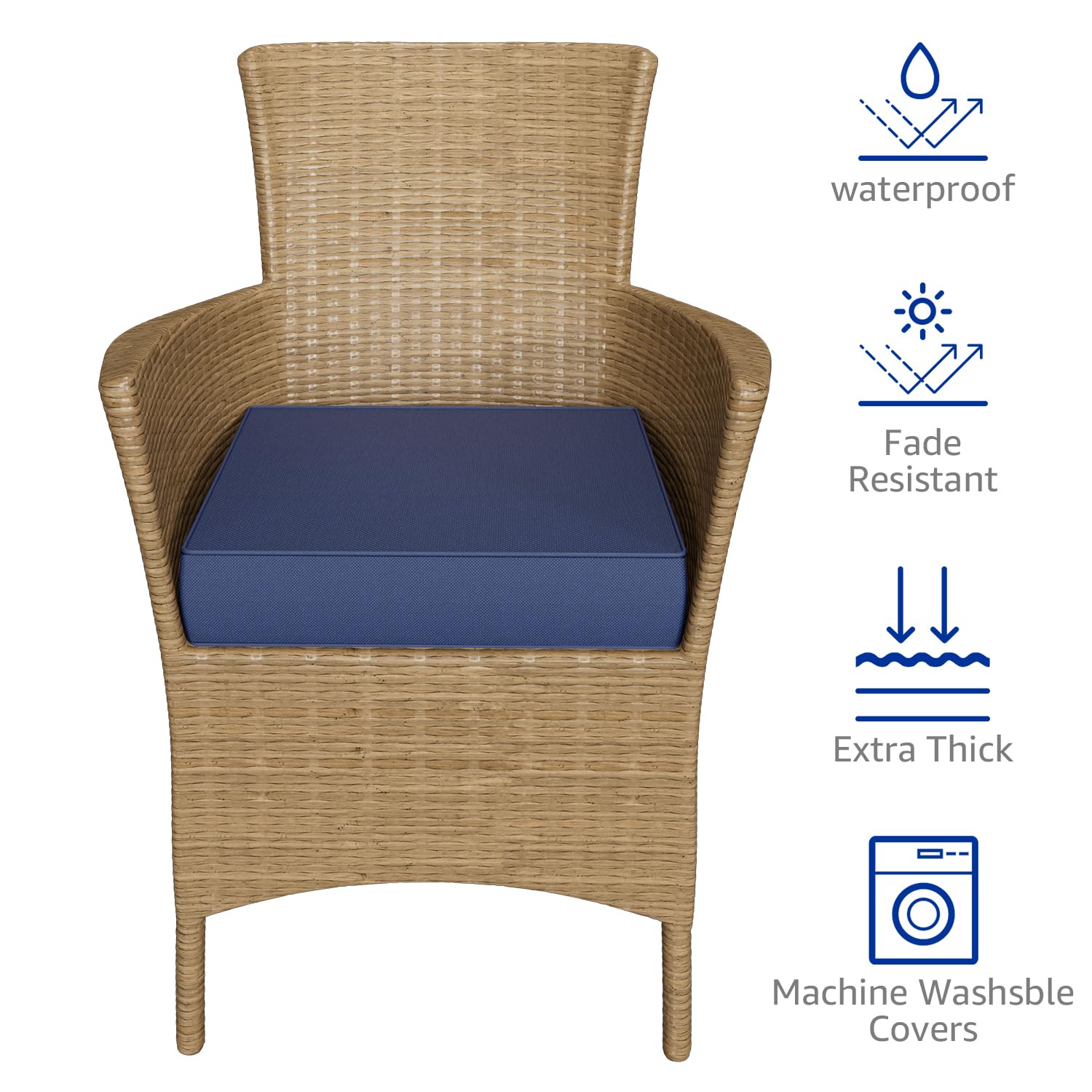 Set of 2 YENING navy blue cushions on patio chair