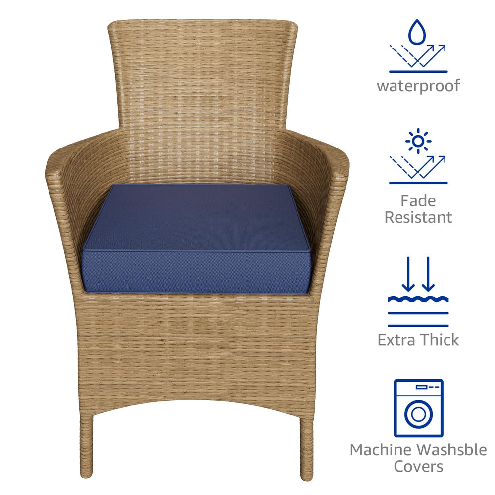 Set of 2 YENING navy blue cushions on patio chair