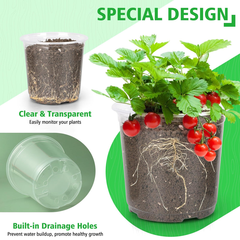 Set of 20 DUNPUTE 6 Inch Clear Nursery Pots