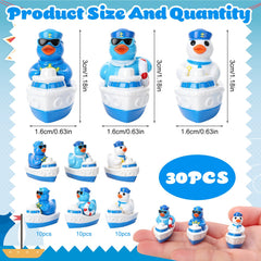 Set of 30 GGSTDDUP mini sailor cruise ducks arranged