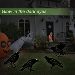 Set of 4 Hokfirm Halloween Crow Stakes in garden