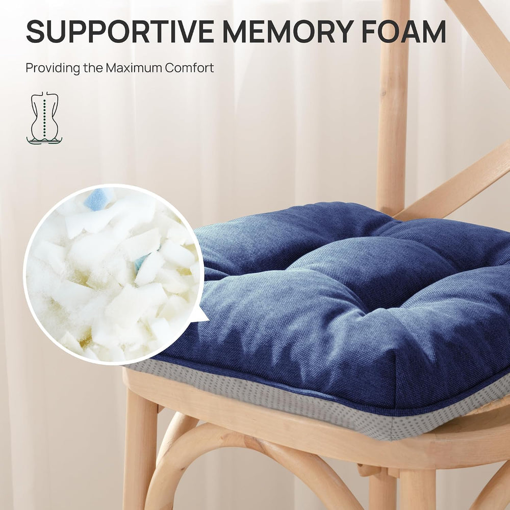 Set of 4 Love's cabin Memory Foam Chair Cushions neatly arranged