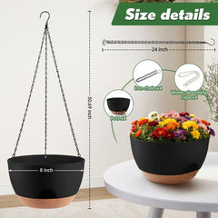 Set of 4 WUCEIAUU hanging planters displayed with vibrant flowers