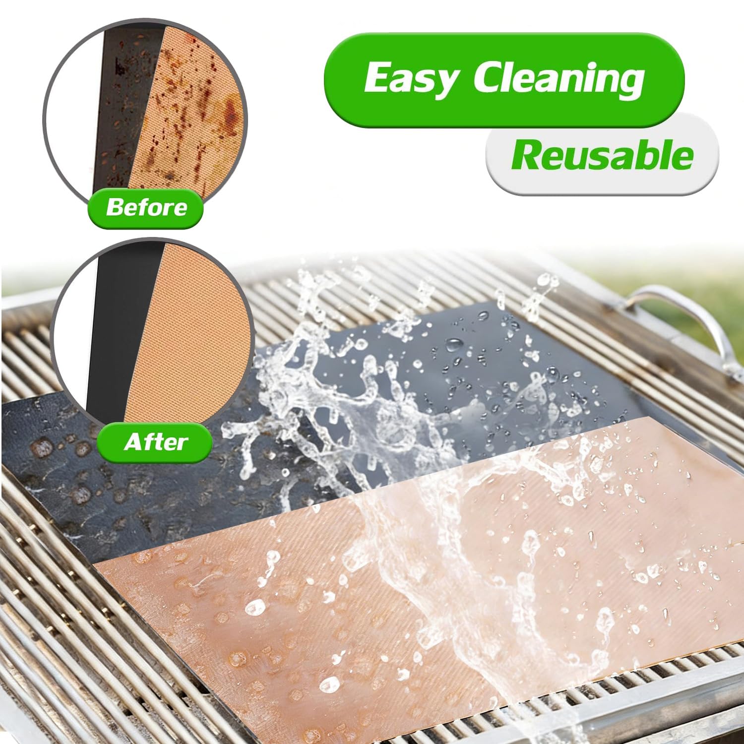 Set of 5 black and 5 copper Renook Grill Mats