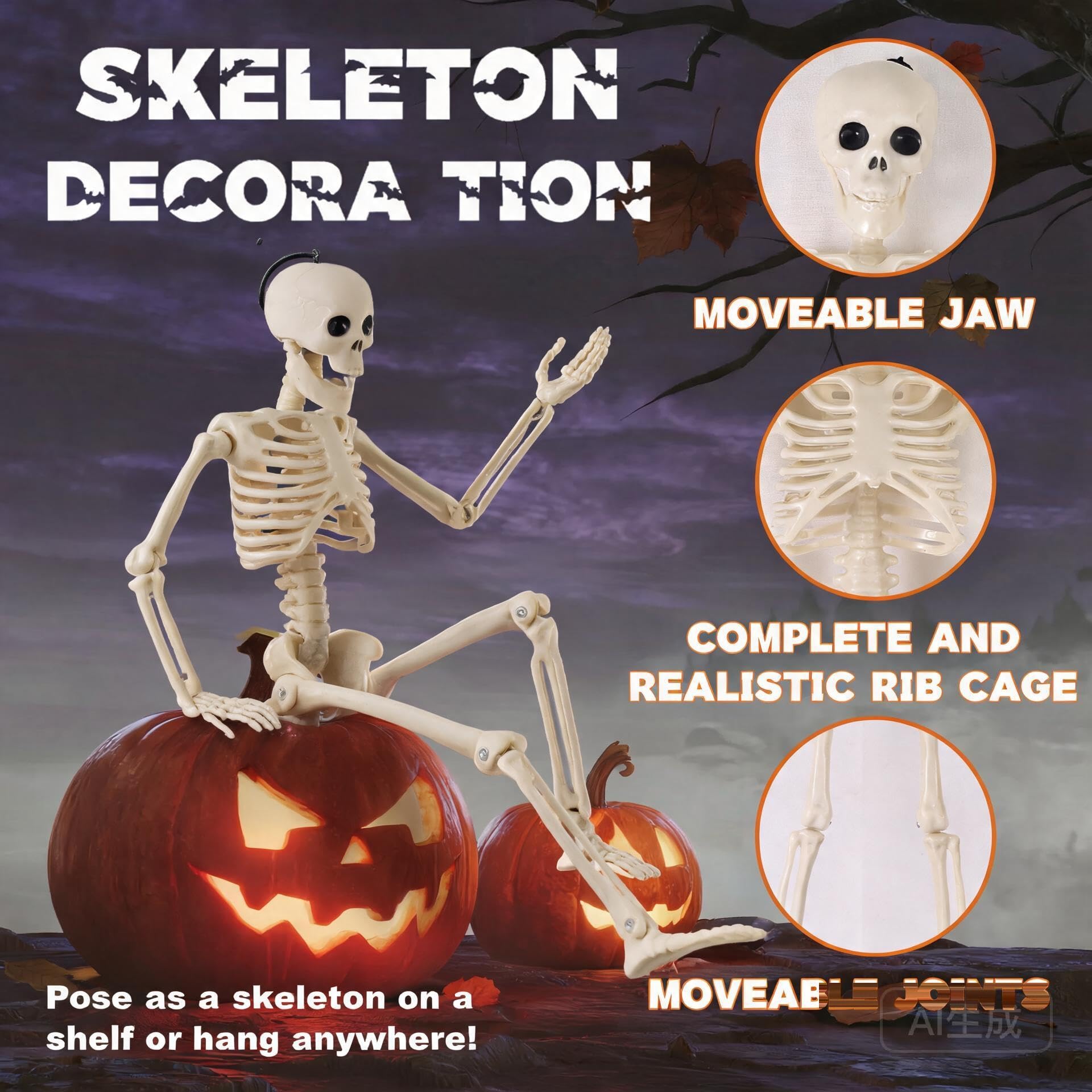 Set of 5 Feir 16-inch skeletons displayed outdoors