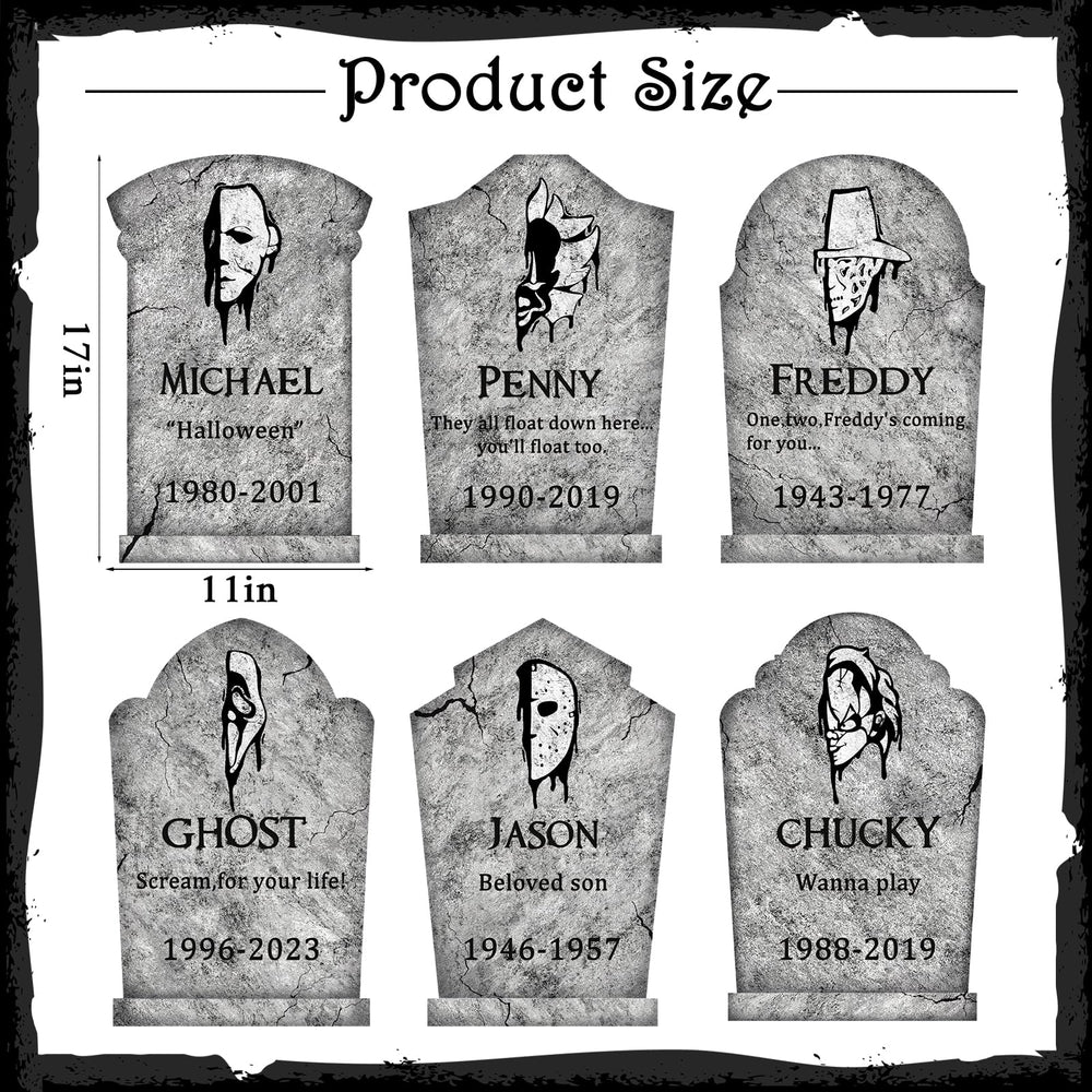 Set of 6 LimBridge Halloween tombstones displayed in a yard