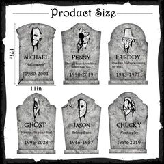 Set of 6 LimBridge Halloween tombstones displayed in a yard