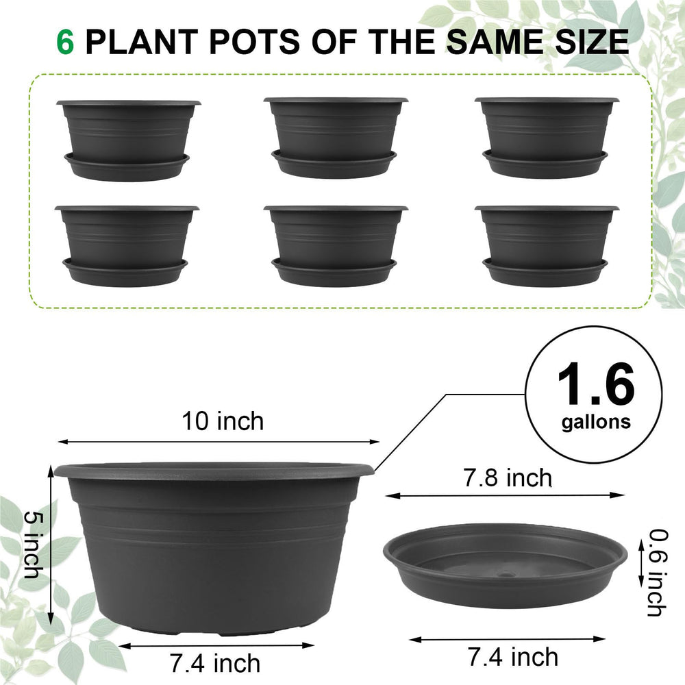 Set of 6 NNARRE plant pots with trays displayed