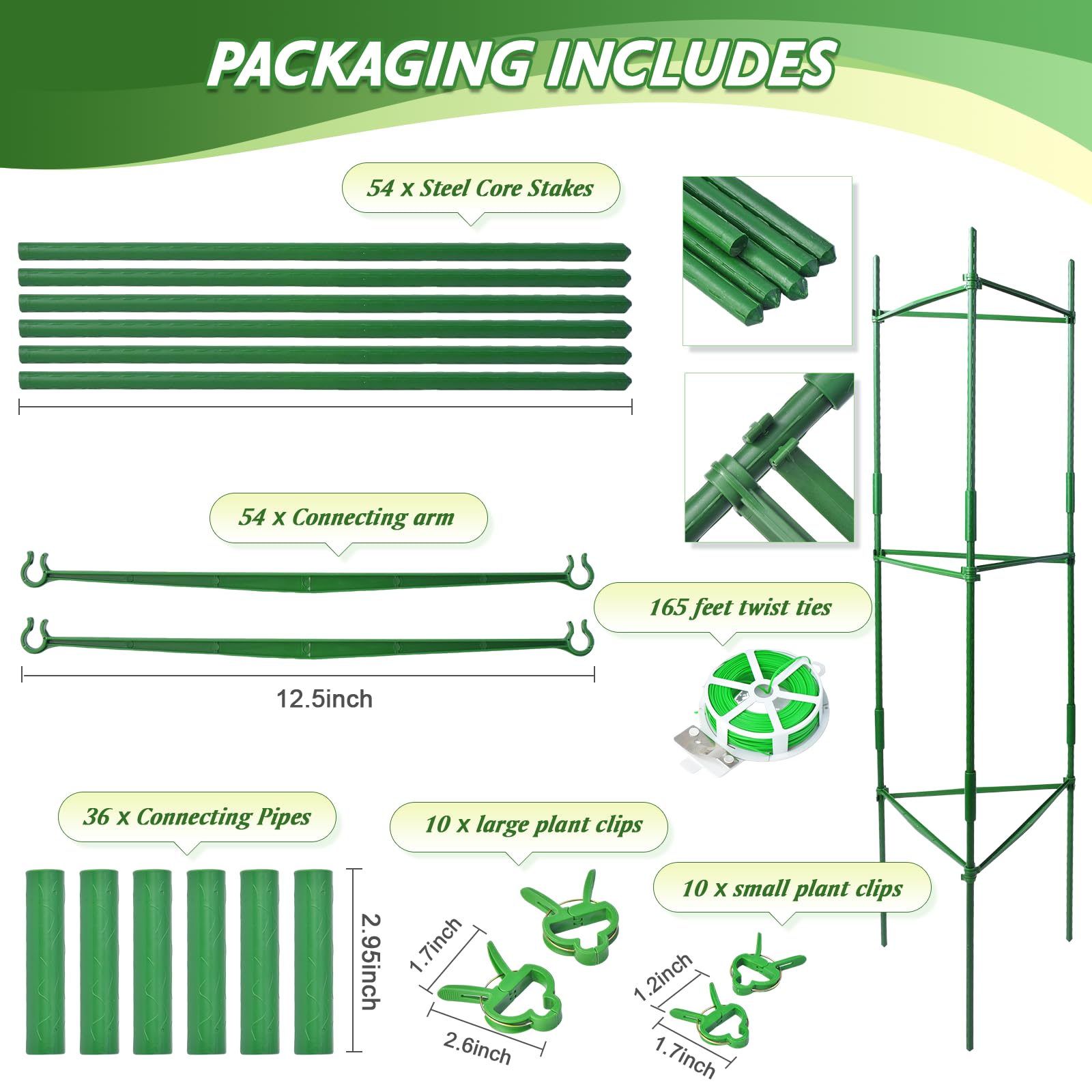 Set of 6 Sidefusi tomato cages assembled in garden