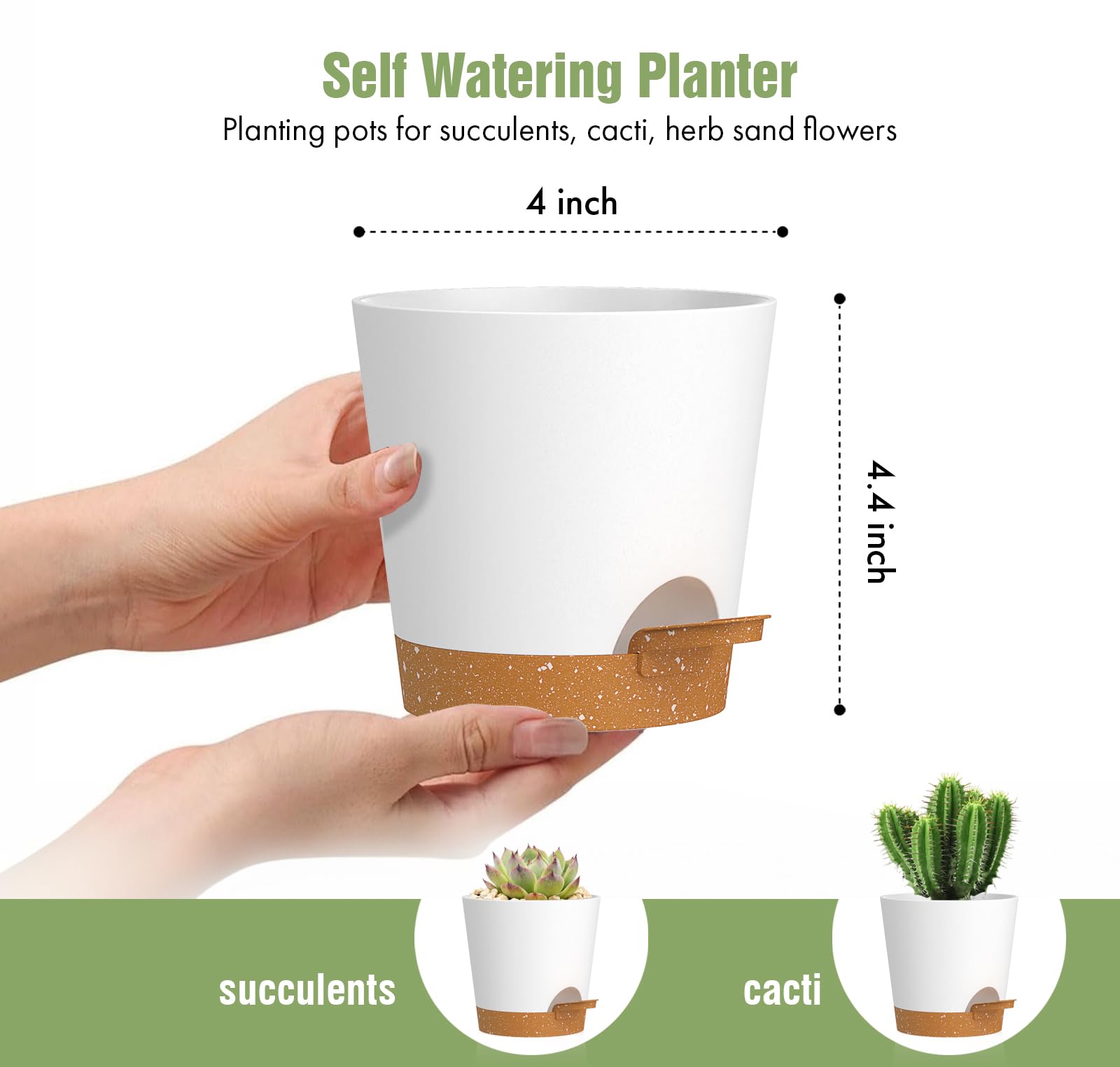 Set of 6 WSMKSZ self watering pots with drainage trays